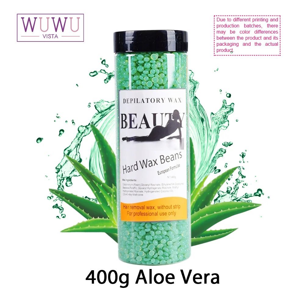 WUWUVISTA 400g/14.1oz  Wax beans Depilatory Hot Film Wax Pellet Removing Bikini Face Hair Legs Arm Hair Removal Bean Unisex