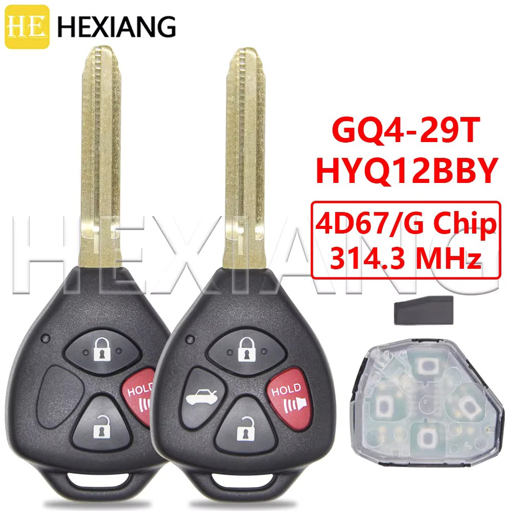HE HYQ12BBY GQ4-29T 314MHz 4D67/G Chip Car Remote Key For Toyota Corolla Camry RAV4 Yairs Hilux Avalon Venza Matrix Pontiac Vibe