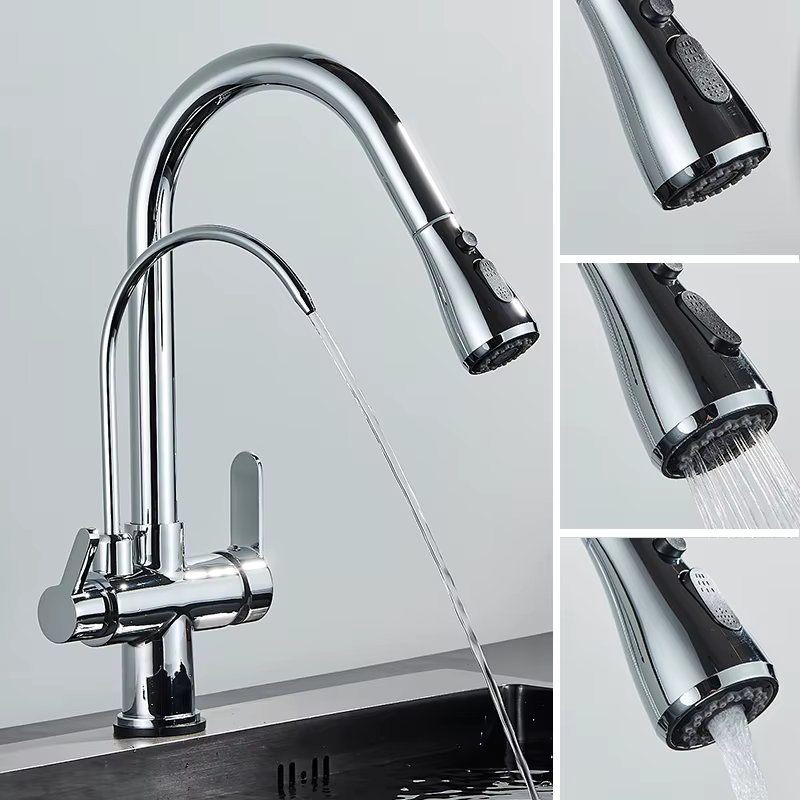 Filtered Pure Water Kitchen Faucet Deck Mount Antique Brass Faucet 360 Rotate Drinking Water Taps Hot/Cold Water Mixer Tap Crane