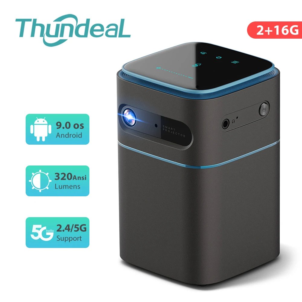 ThundeaL Mini DLP Projector Smart Android 9.0 Proyector Portable Support  2K 4K Video 5G Dual-band WiFi Home Theater Projector