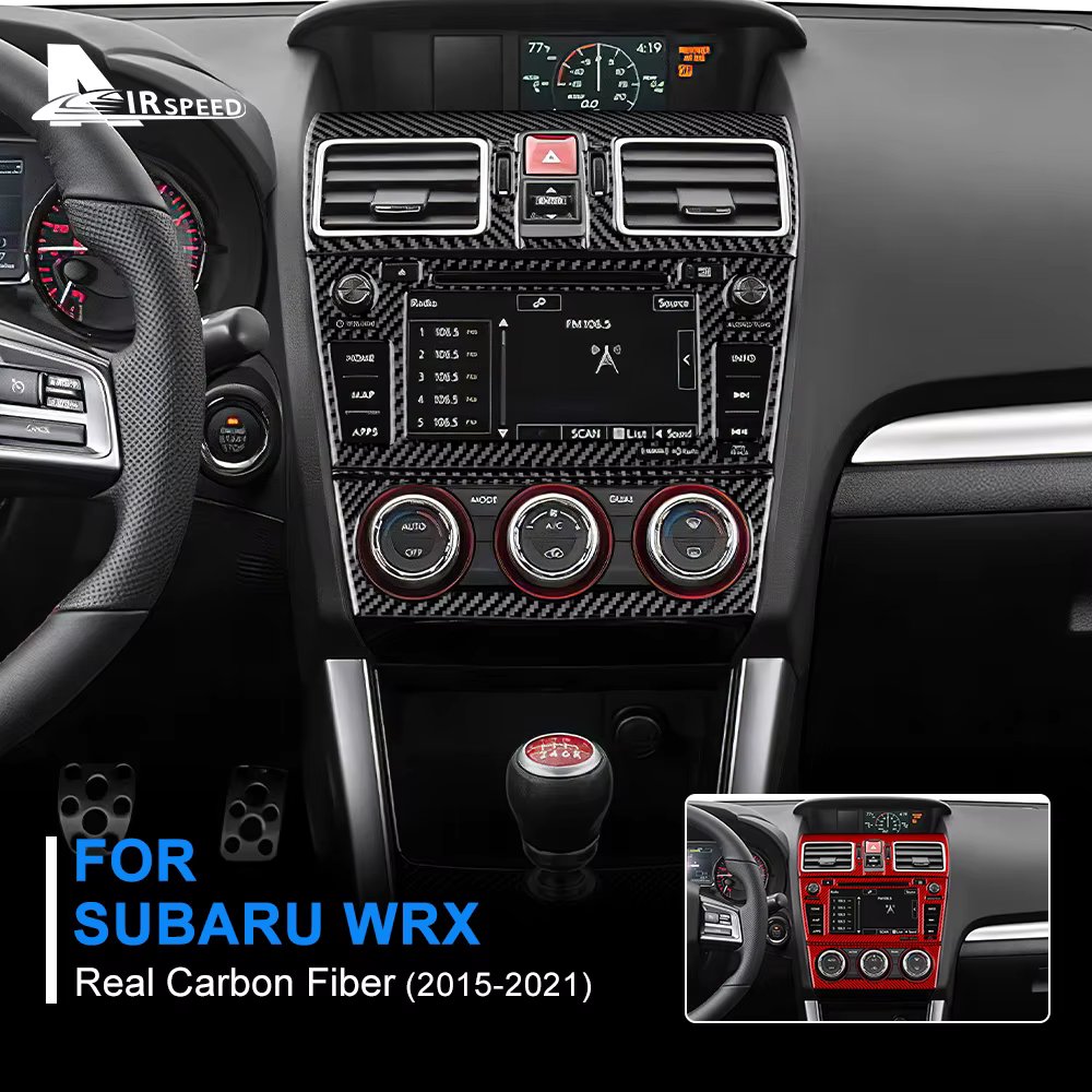 Real Carbon Fiber Sticker For Subaru WRX 2015 2016 2017 2018 2019 2020 2021 LHD RHD Car Center ACVent Central Control Navigation