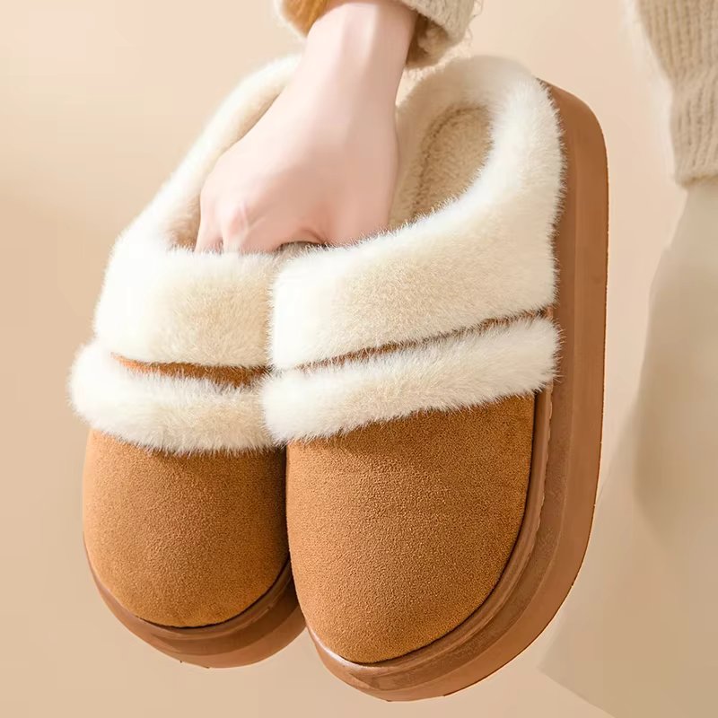 2024 New Fashion Winter Warm Closed-toe Fluffy Slippers Cosy Non-slip Slides For Women Indoor Ladies' Mule Home Cotton Shoes