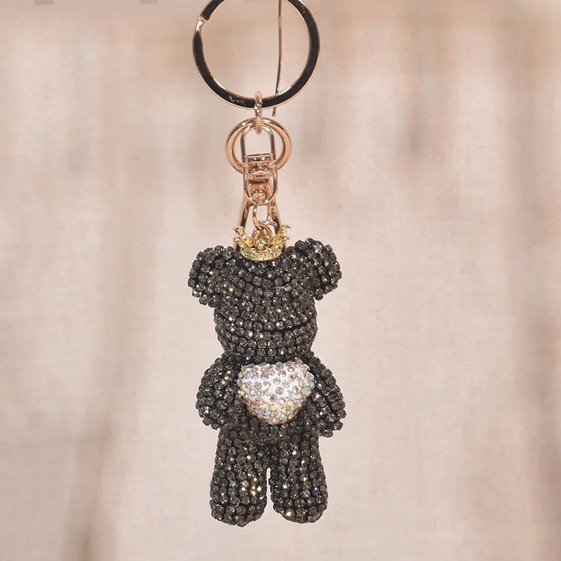 Diamond Heart Violent Bear Keychain Pendant Bag Pendant Sparkling Diamond Cartoon Doll Birthday Gift Keychain