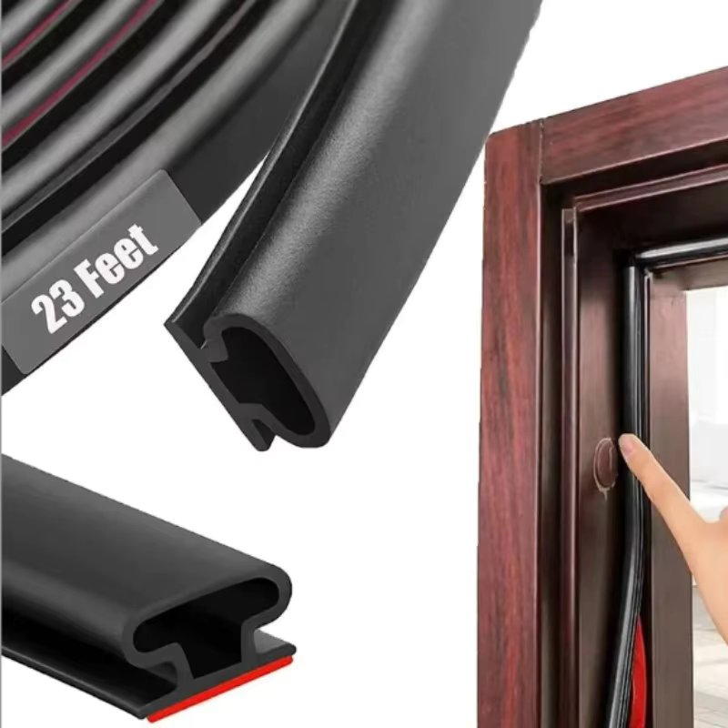 1pc Weather Stripping Door Seal, Window And Door Door Seal Strip, Soundproofing Self-Adhesive Backing D-Shape Door Weather Strip
