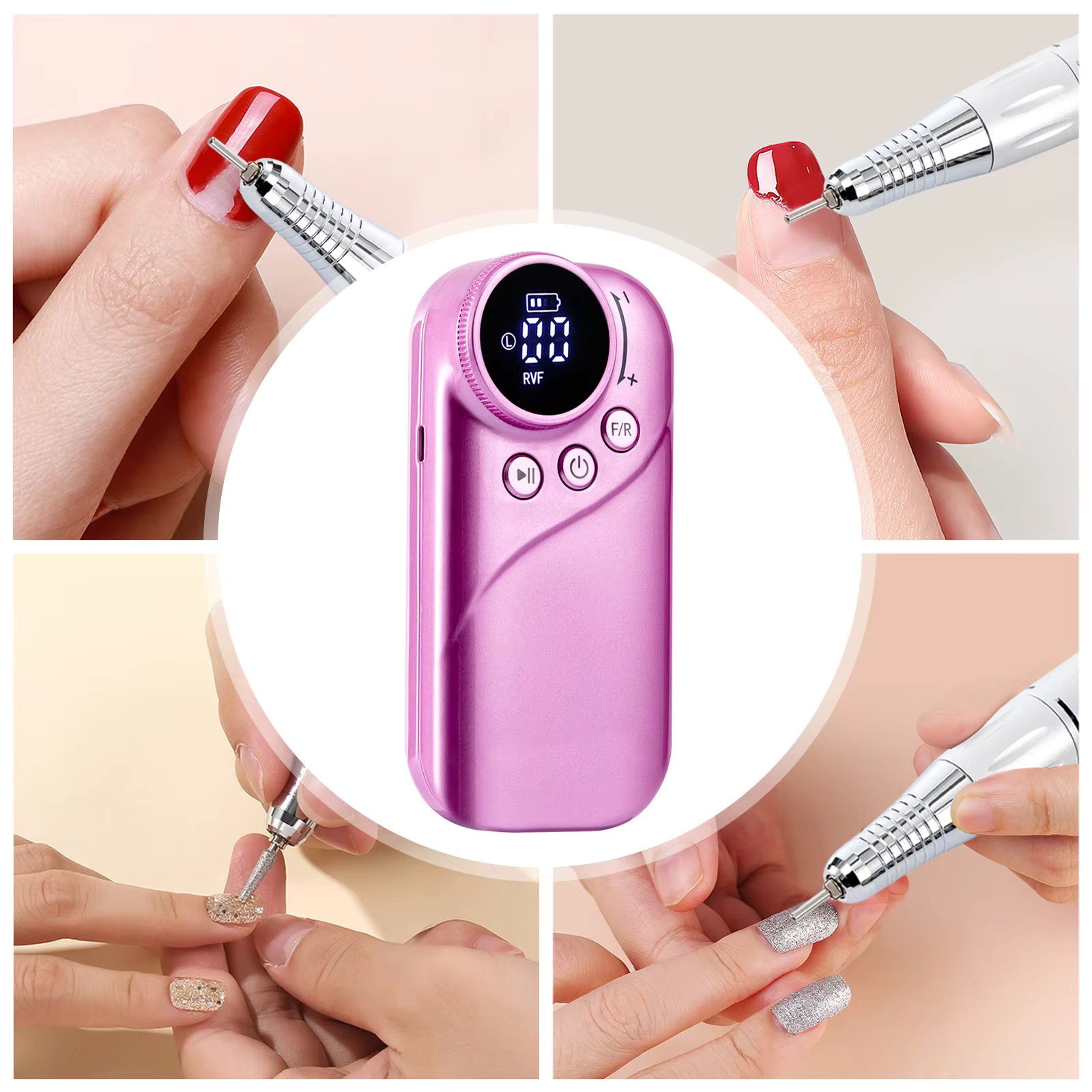 Rechargeable Electric Nail Cutter Pedicure Manicure Set for Cuticle Shellac Acrylic Gel Beginner Professional