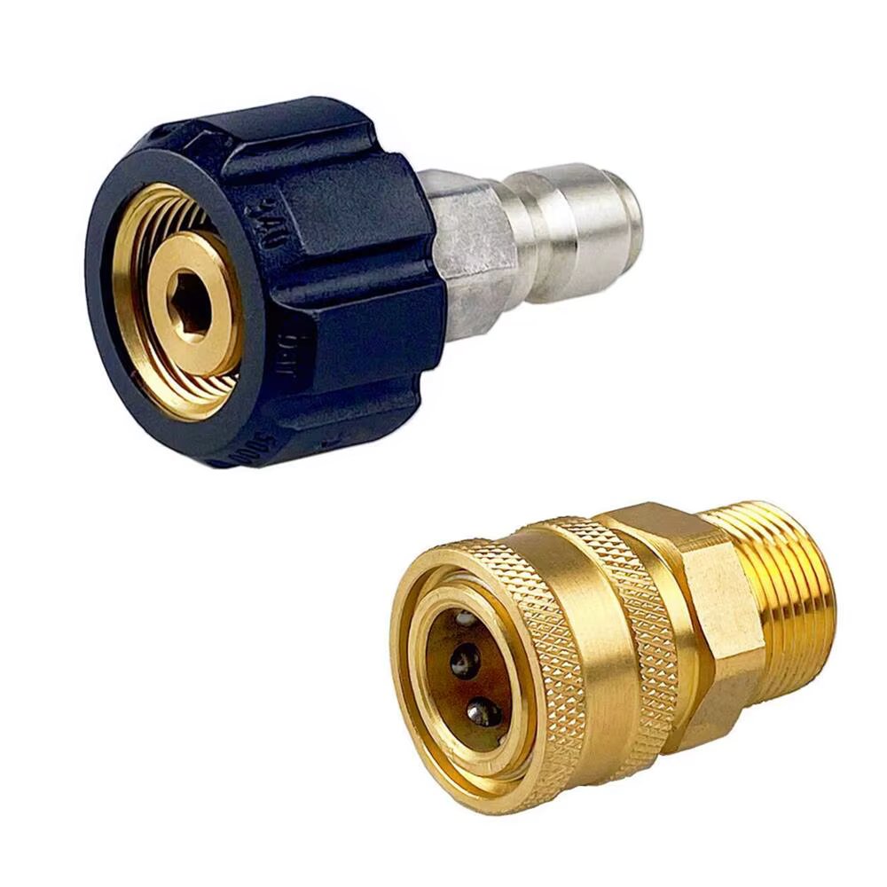 2Pcs Pressure Washer Adapter Kit M22 14mm / 15mm Female Swivel to Quick Connect 3/8'' or 1/4" Release Set Nozzle