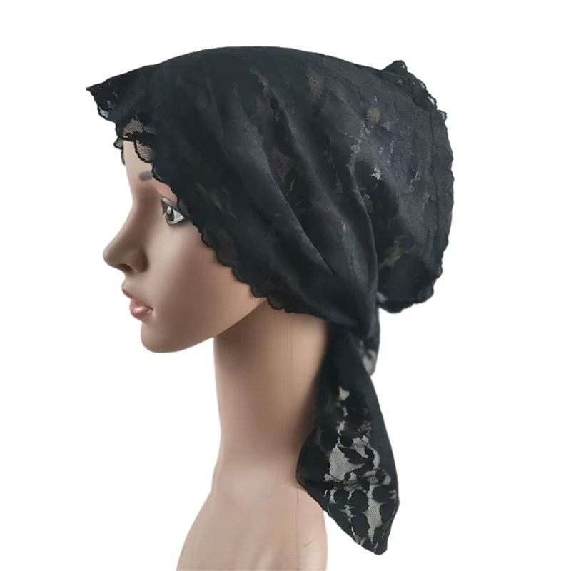 Muslim Women Head Scarf Lace Flower Underscarf Elastic Hijab  Cover Headwrap Chemo Cap Islam Headband Bonnet Turbante Mujer