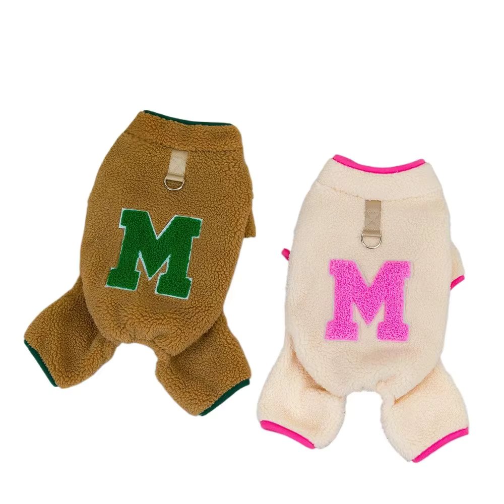 Velvet Dog Pajamas Turtleneck Dog Sweater Plush Soft Pet Clothes Winter Outfit Doggy Pjs Puppy Jumpsuit for Small Dogs Cats