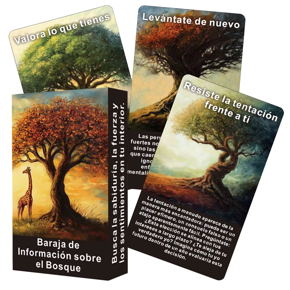 Spanish Oracle Cards, Forest Information Tarot Deck, Mystic Enchanted Forest Oracle Cards, 12x7cm, 56-Cards