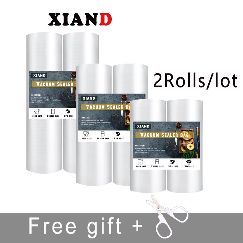 2 Rolls /Lot Kitchen Food Vacuum Bag Storage Bags for Vacuum Sealer Food Keep 12/15/17/20/22/25/28/30cm*500cm