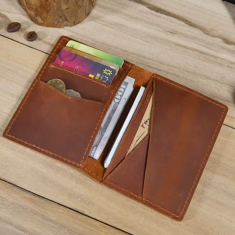 Luufan Genuine Leather Short Wallet Men Wowen Simple Design Purse Credit Card Holder Change Coin Purse Male Mini Clutch Wallets