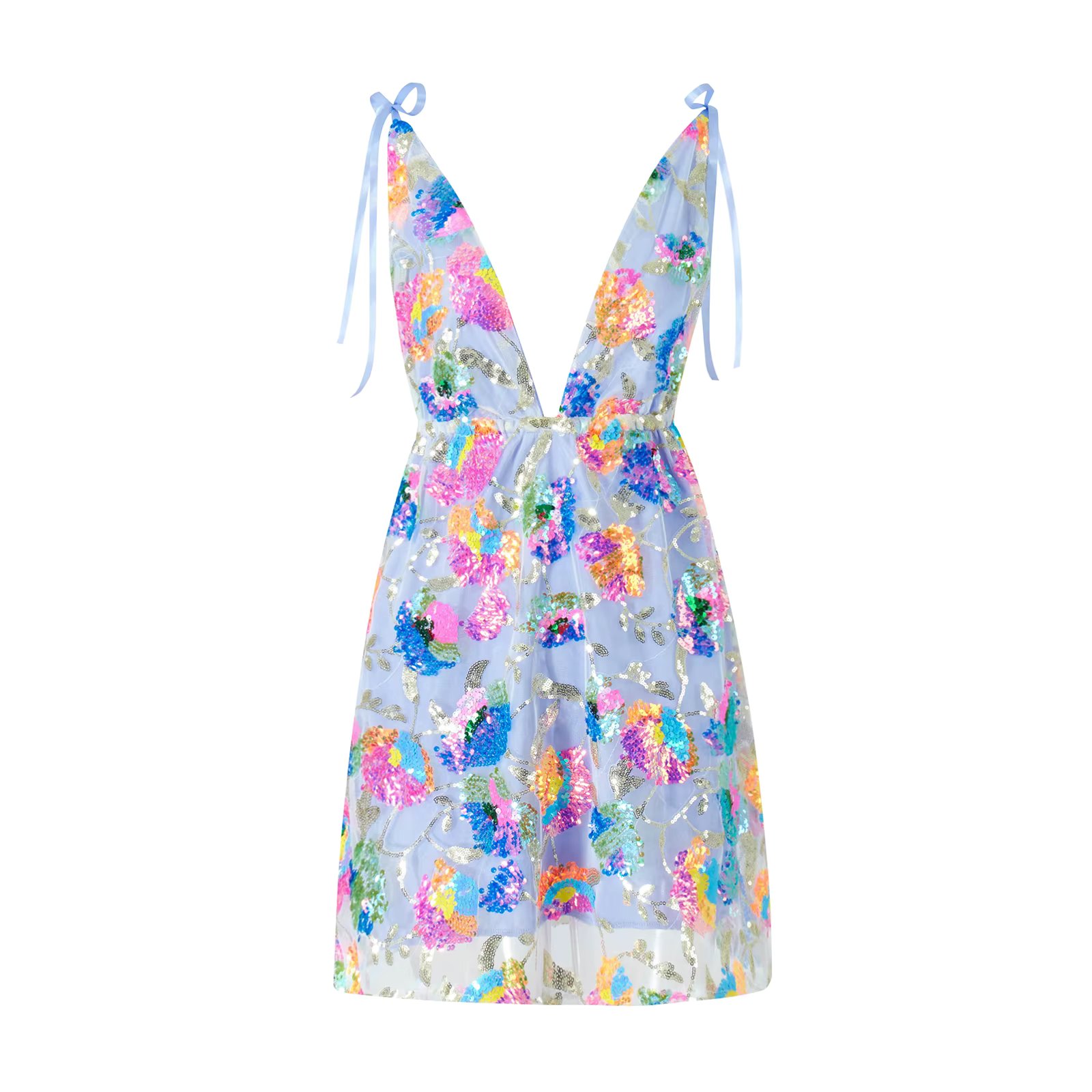 Sexy Women's Sparkly Floral Sequin Dress Summer Backless Low-Cut Shinny Mini Dress for Birthday Party Cocktail Clubwear Wedding