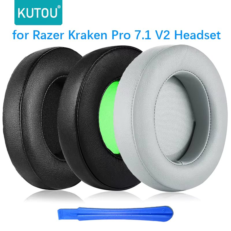 KUTOU Replacement Earpads for Razer Kraken Pro V2 Gaming Headset Kraken 7.1 Ear Pads Cushion Cover Foam Pad Soft Leather