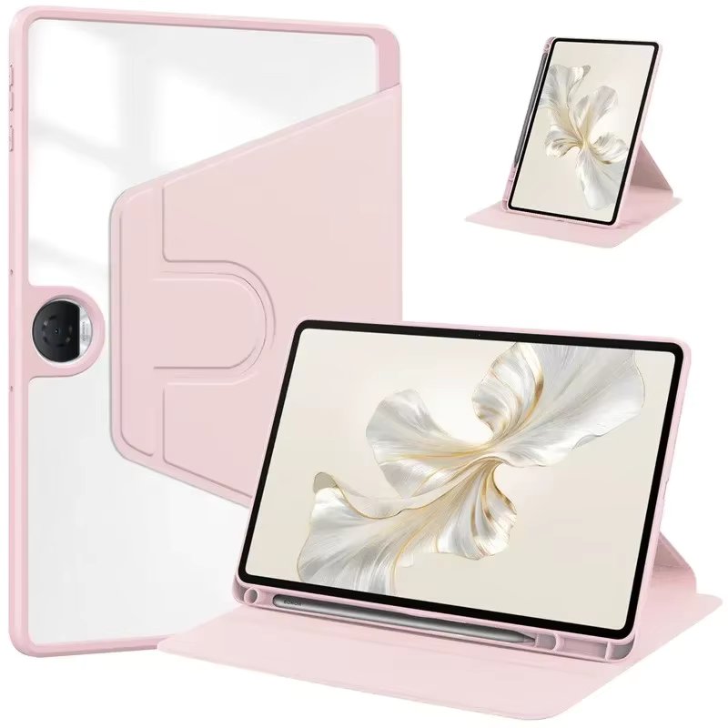 Acrylic Rotation Case for Oneplus Pad GO 11.4 Inch PU Leather Stand Cover for OPPO PAD NEO Air 2 11.4" 2024 With Pencil Holder