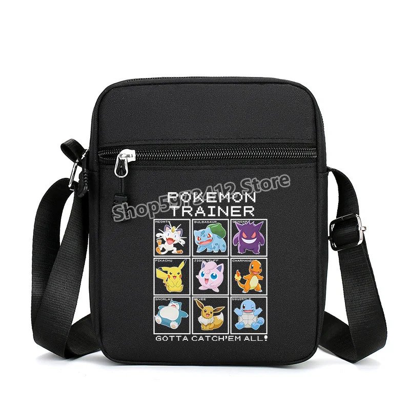 Pokemon Oxford Shoulder Bag Pikachu Durable Mini Black Mobile Phone Pouch Women Waist Pack Men Casual Crossbody Bags Unisex Gift