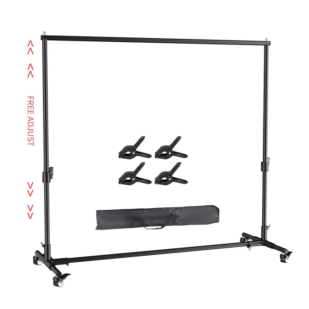 2x2M 2x3M Photo Studio Wheels Backgrounds Professionally Photographic Moveable Backdrops Stand Support System Kit Adjust Height