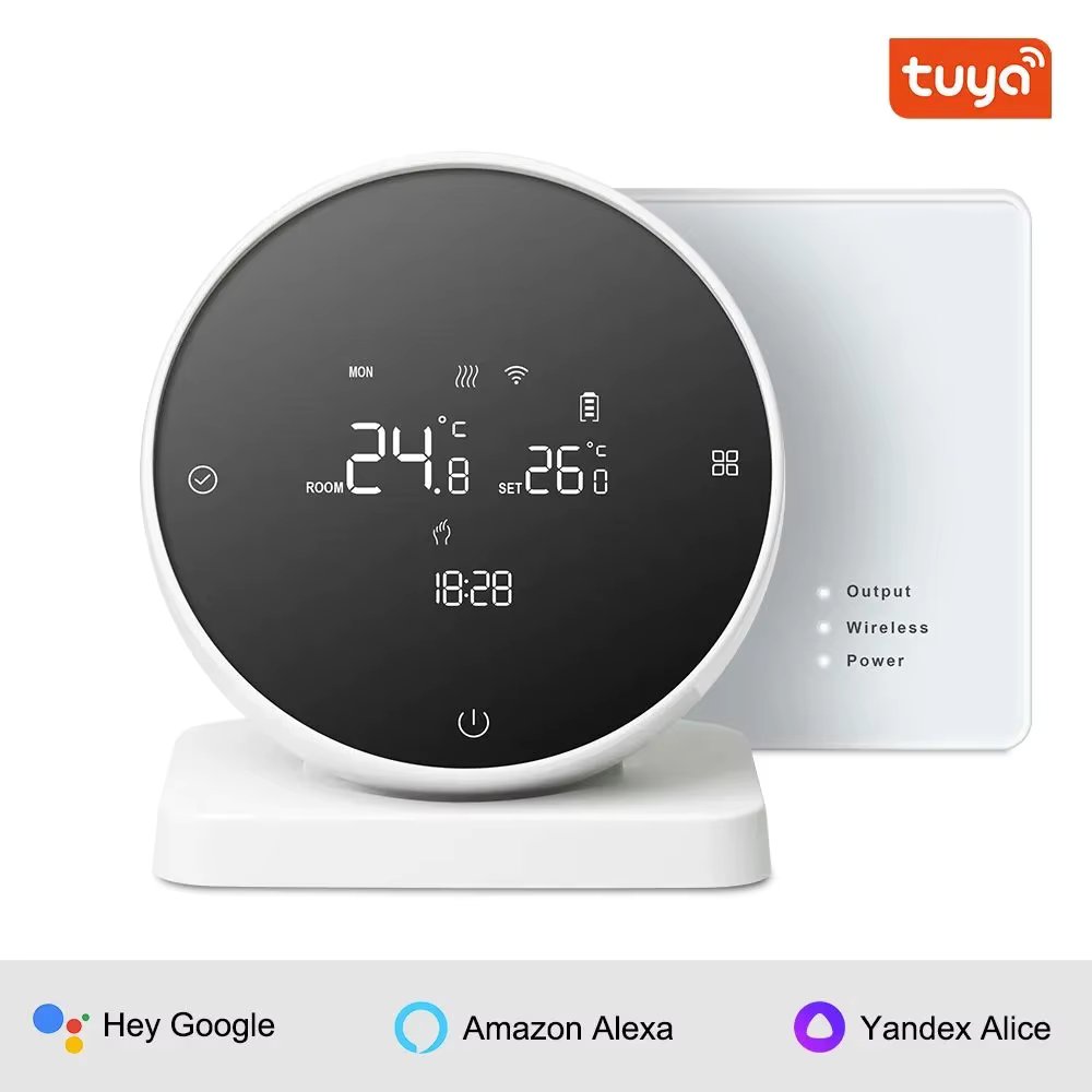 RKHK Wifi Smart Thermostat Tuya RF433 Wireless Temperature Controller for Gas Boiler Water Heating Works with Alexa Google Home
