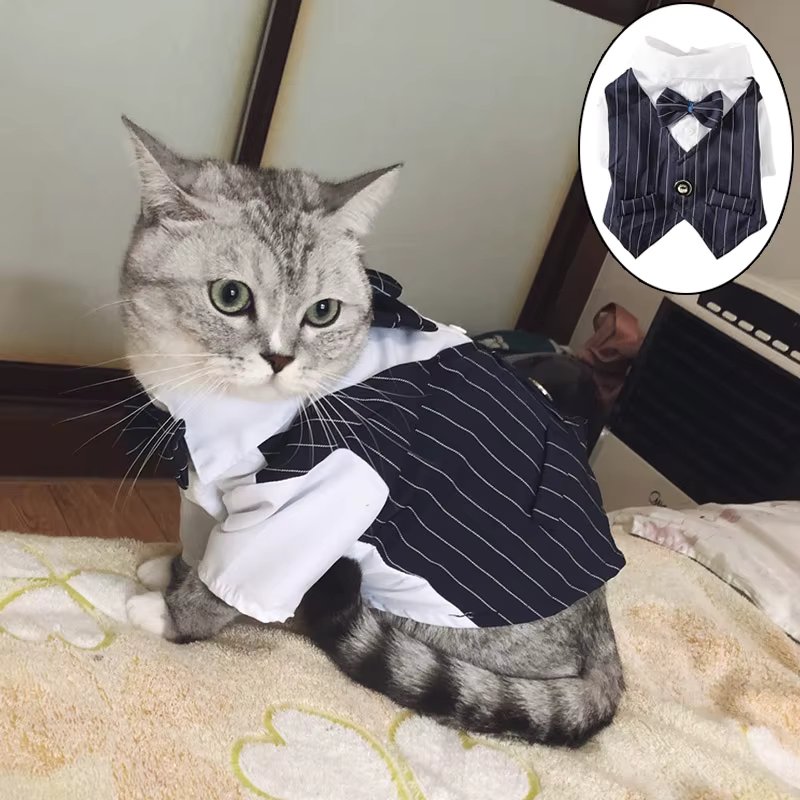 Wedding Party Male Pet Tuxedo Suit Sphynx Cat Clothes for Cats Gotas mascotas Costume Katten Kedi Shirts Reunion Dog Clothing
