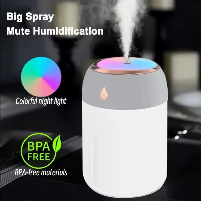 Mini USB Portable Air Humidifier, Aroma Diffuser, LED Cool Light, Mist for Room, Home, Car, Plant Purifier, 330ml