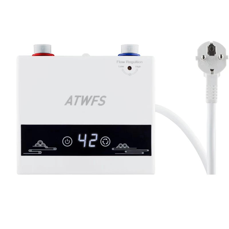 ATWFS 220V 4600W Instant Water Heater Electric Heaters for Bathroom Hot Water Shower Home Kitchen Heating