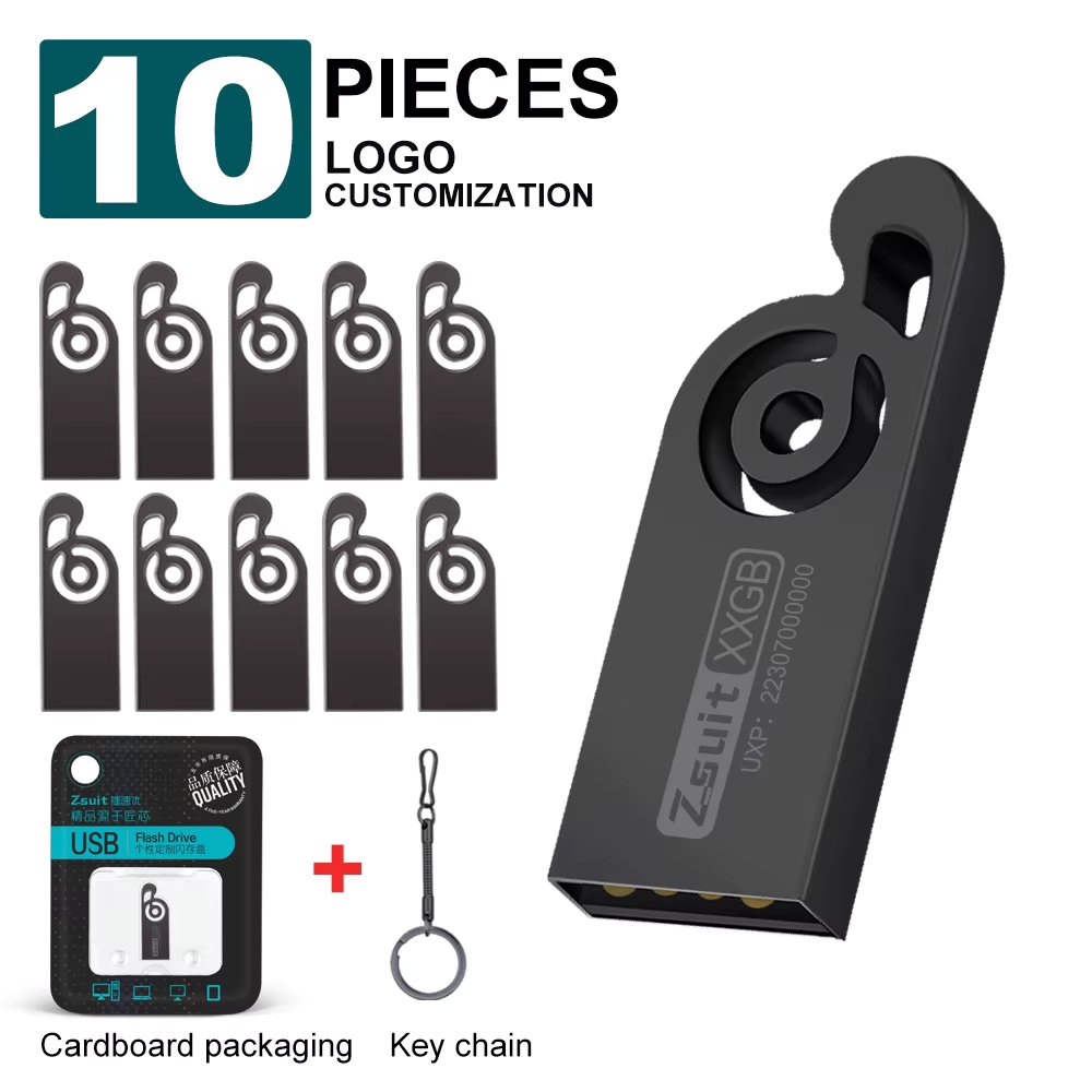 Zsuit 10Pcs 128GB USB Flash Drive Music USB Pendrives 64G 32G Memory Stick Pen Drives USB 4GB 8GB Metal U disk custom Gift