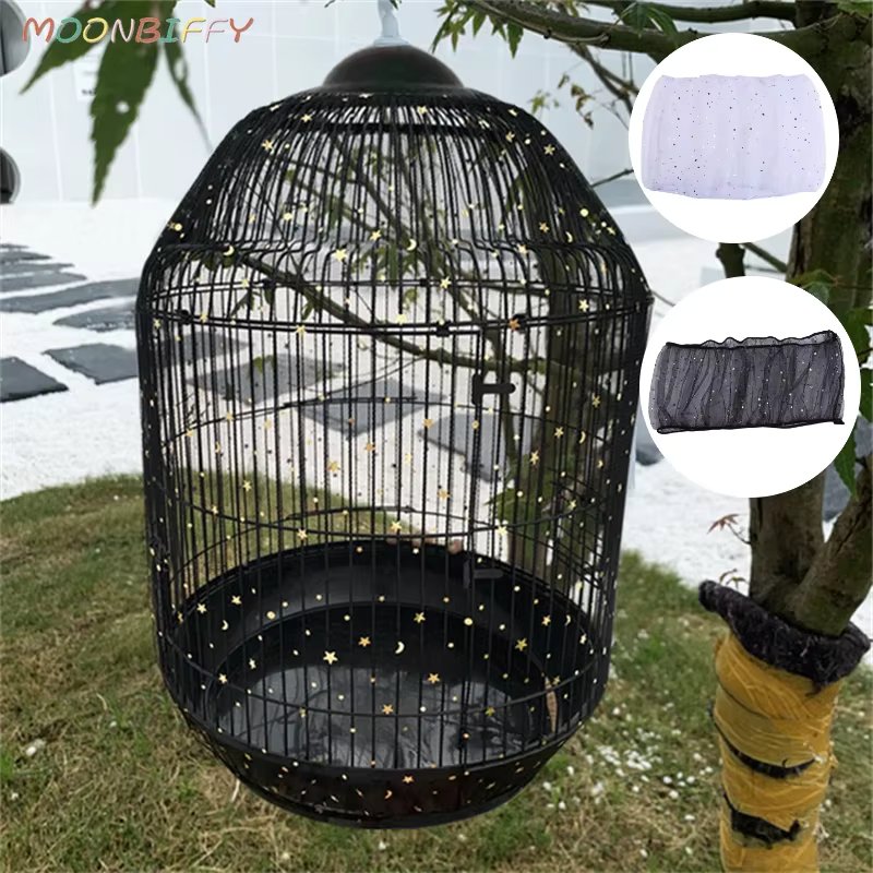 Nylon Mesh Bird Cage Cover Shell Skirt Net Easy Cleaning Seed Catcher Guard Bird Cage Accessories Airy Mesh Parrot Bird Cage Net