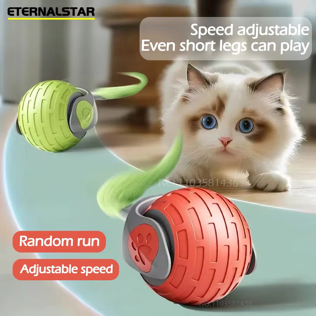 Cat Interactive Ball Rechargeable Smart Pet Electric Toy 3 Mode Automatic Rolling Ball Simulated tail Cat training simulation to
