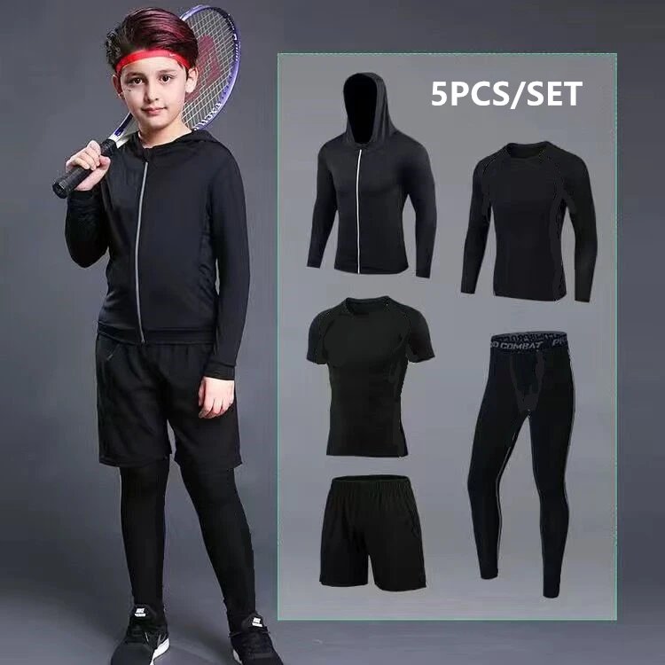 2024 Kids Sports Running Set Men Jogging Basketball Underwear Sportswear Gym Tights Breathable Soccer Tracksuit Training Clothes