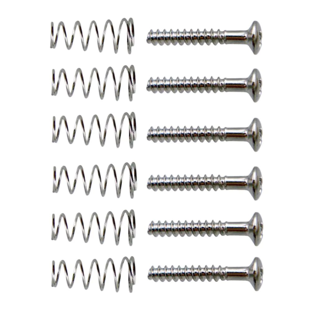 Tooyful 6 Pieces Iron SSS Single Coil Pickup Adjusting Height Screws with Springs Set for Electric Guitar Replacement Parts