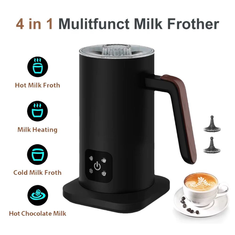 Electric Milk Frother Machine Hot Chocolate Milk Kitchen Milk Frother 4 in 1 Multifunction Hot Cold Frother Machine 11.8oz/350ml