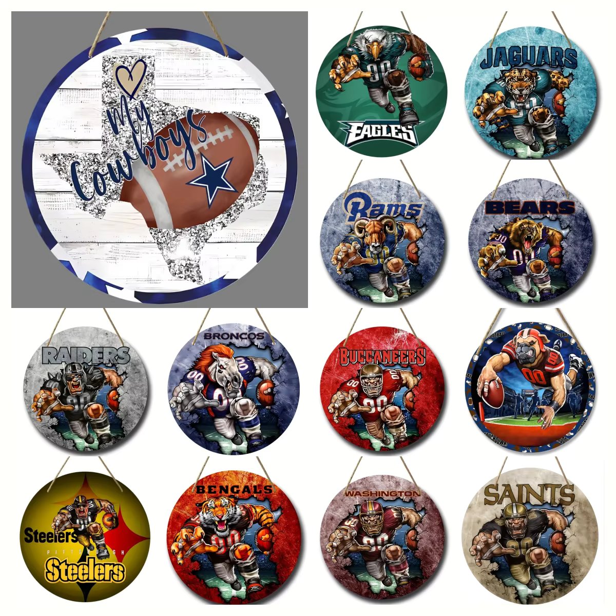 American Football Round Wooden Sign,home Room Holiday Festivals Front Sence Door Wall Hangng Art Sign Decor,Gift for Rugby Fans