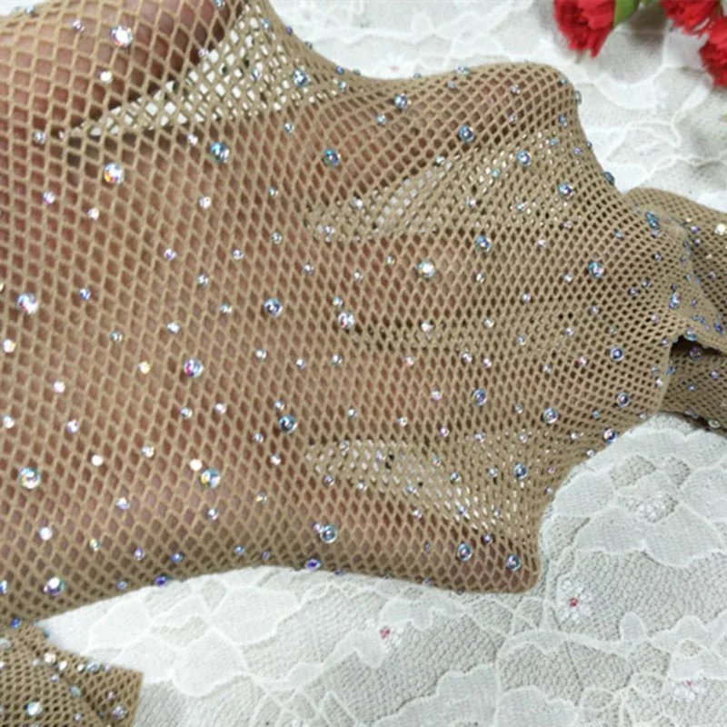 Summer Fishnet Diamond Pantyhose Women Sexy Fashion Shiny Net Tights ，Female Slim Rhinestone Sexy Glitter Mesh Thin Pantyhose #