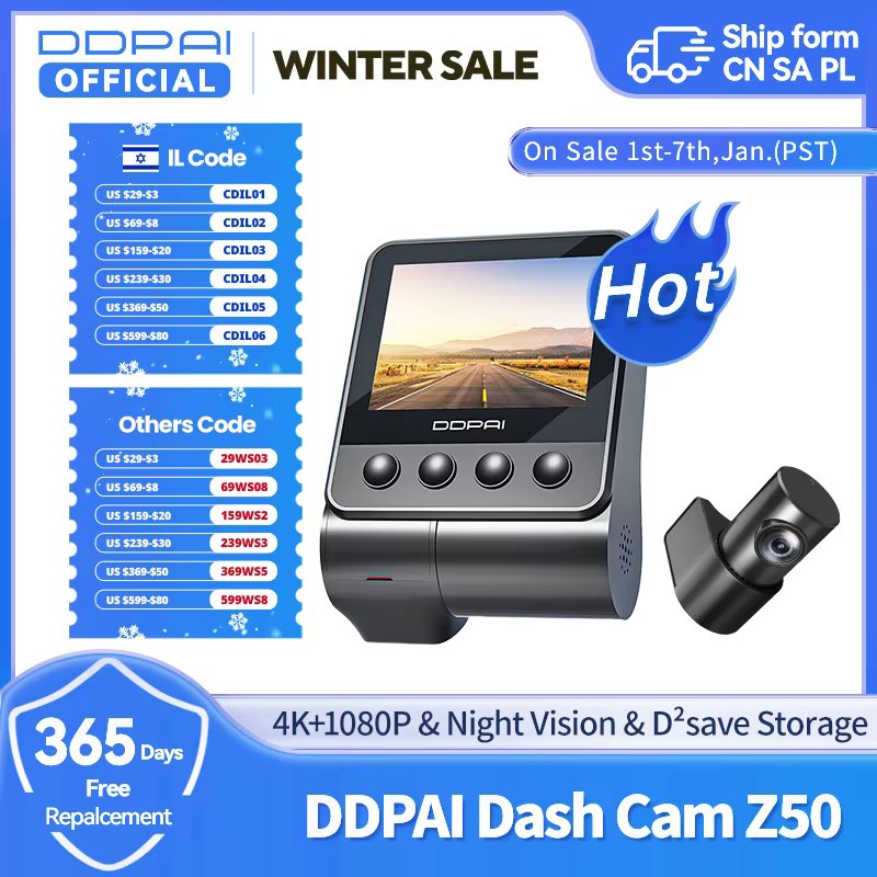 DDPAI Dash Cam Z50 Front and Rear 4K Cam Car Camera with 4K  Built-in WiFi GPS ADAS Dual Dash Camera Car DVR Support Rear Cam