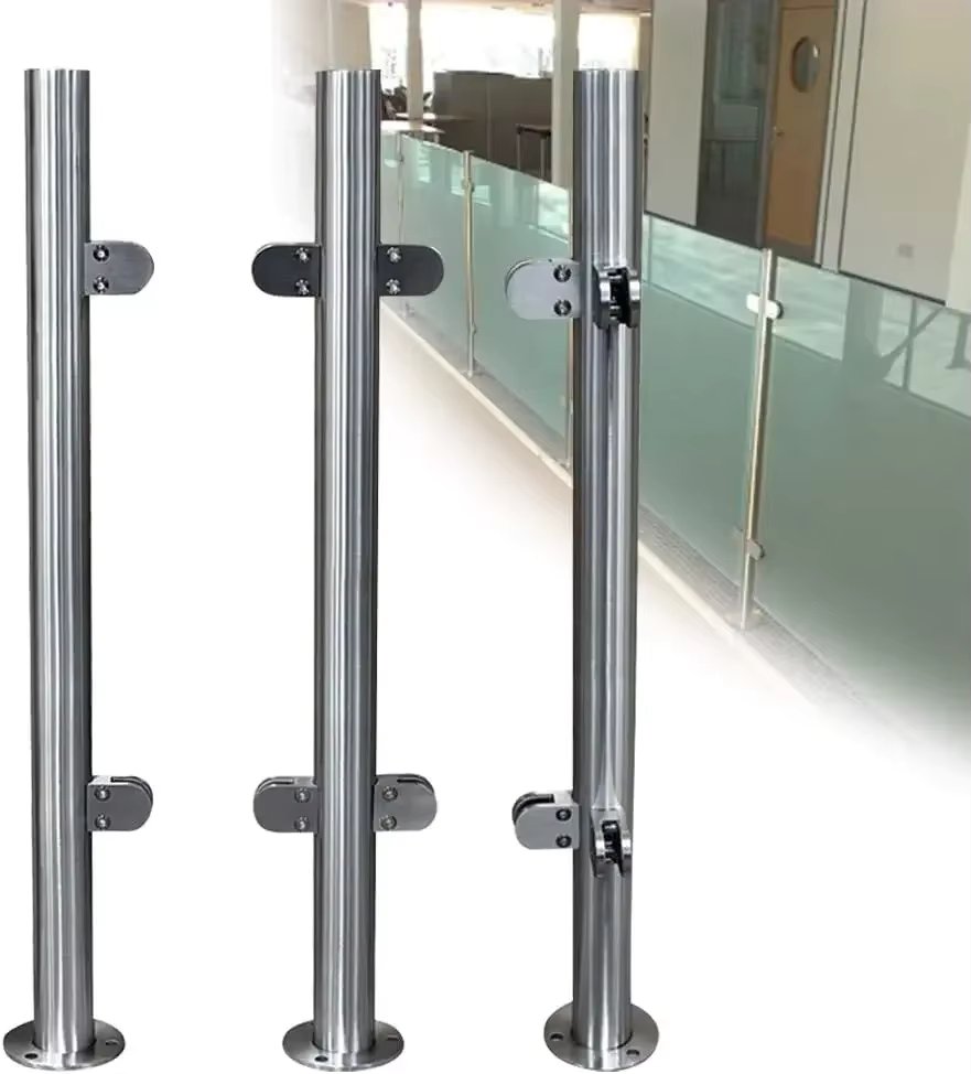43" End Post Glass Railing Post Glass Balustrade Railing Post 304 Stainless Steel Railing Fence Pole Handrail Garden Fencing