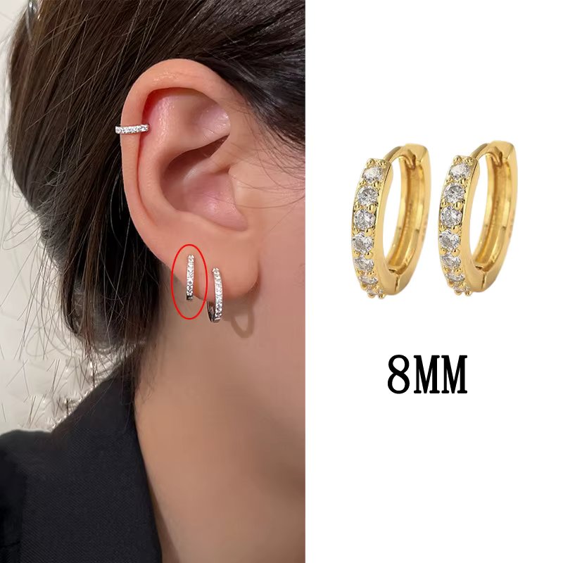 VENTFILLE 925 Sterling Silver Diamond Studded Hoop Earrings for Women Ear Buckle Circle Trendy Jewelry Gift Dropshipping