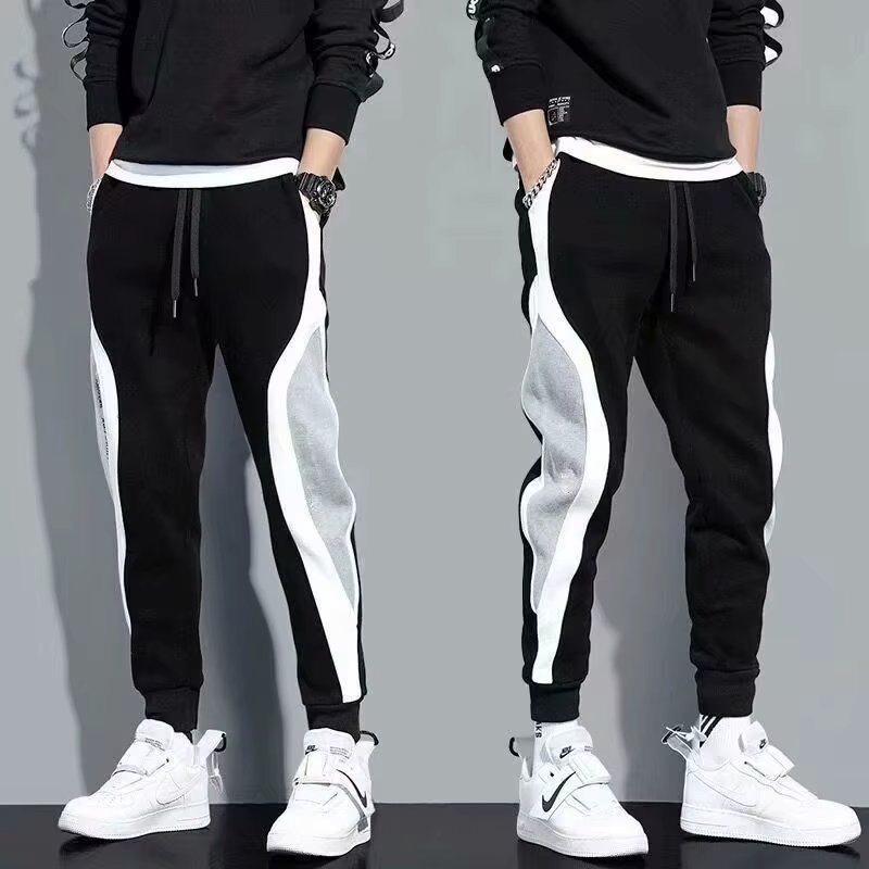 2024 Spring Autumn Men's Sports Pants Male Loose Fitting Leggings Patchwork Running Training Casual Pants Fashion Outfit Trouser