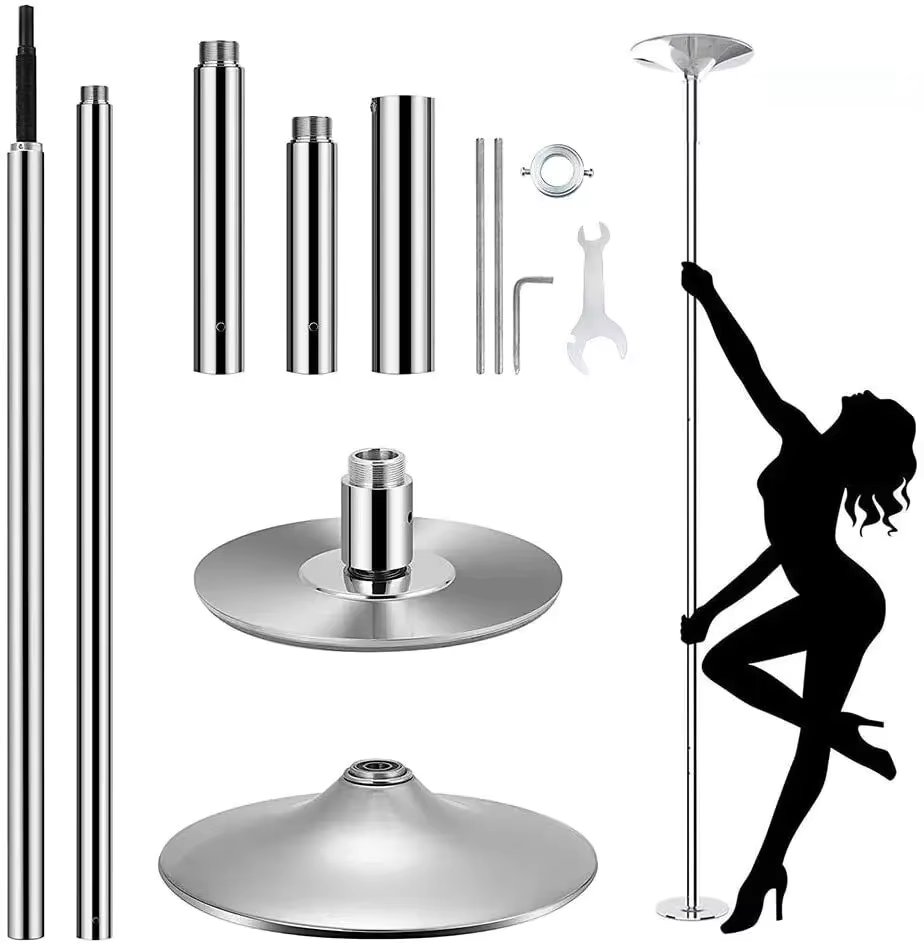 45mm Professional Stripper Pole Dance Spin Pole Removable Bar Home Fitness Exercise Training Pole Adjustable from 2.35 to 2.74 m