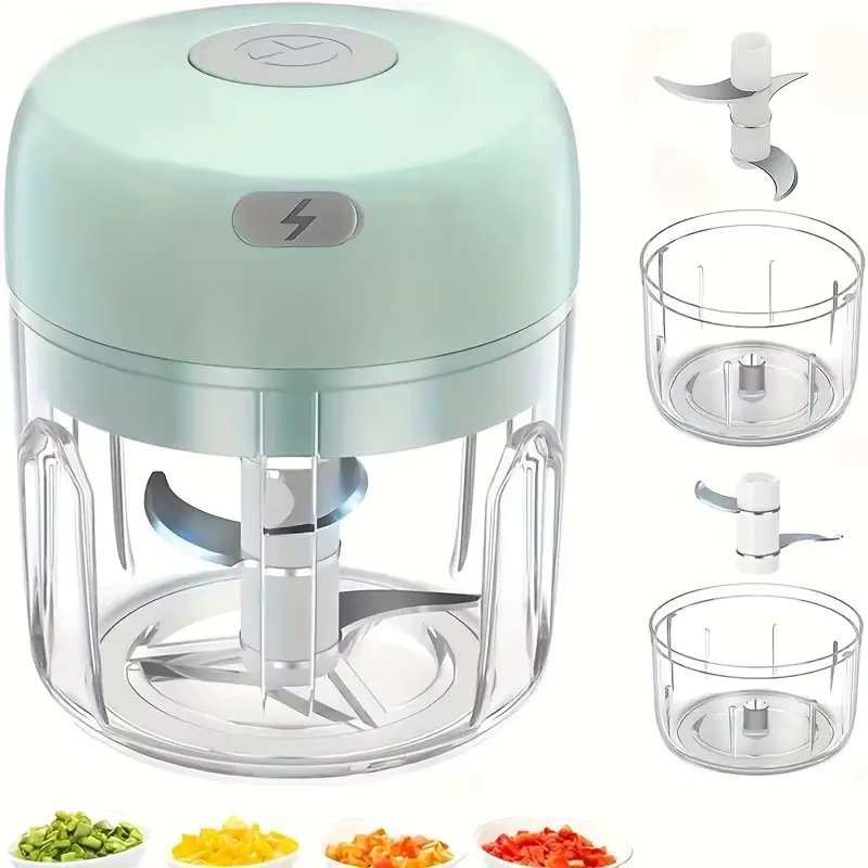 Electric Garlic Chopper, Mini Portable Veggie Chopper, 250ML Garlic Grinder Masher Onion Chopper, Blender to Vegetable, Wireless