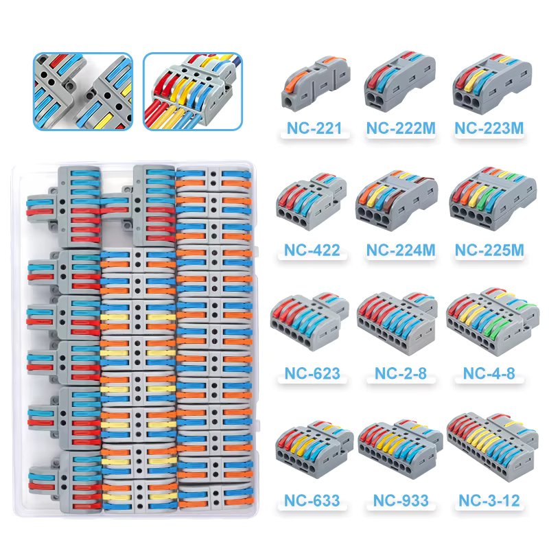 Quick Wiring Connectors Boxed Universal Compact Splitter Electrical Cable Push-in Conductors Connector With Lever Terminal Block