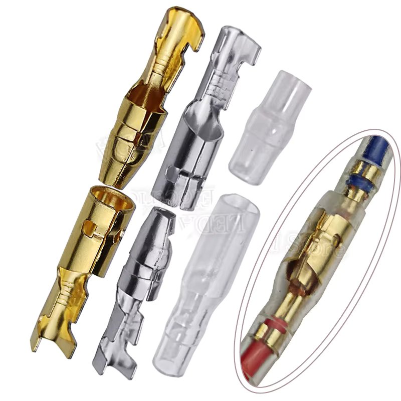 Bullet Terminals 4.0mm Female and Male Connector Gold Brass/Silver Wire Connector Socket with Insulating Sleeves for Car