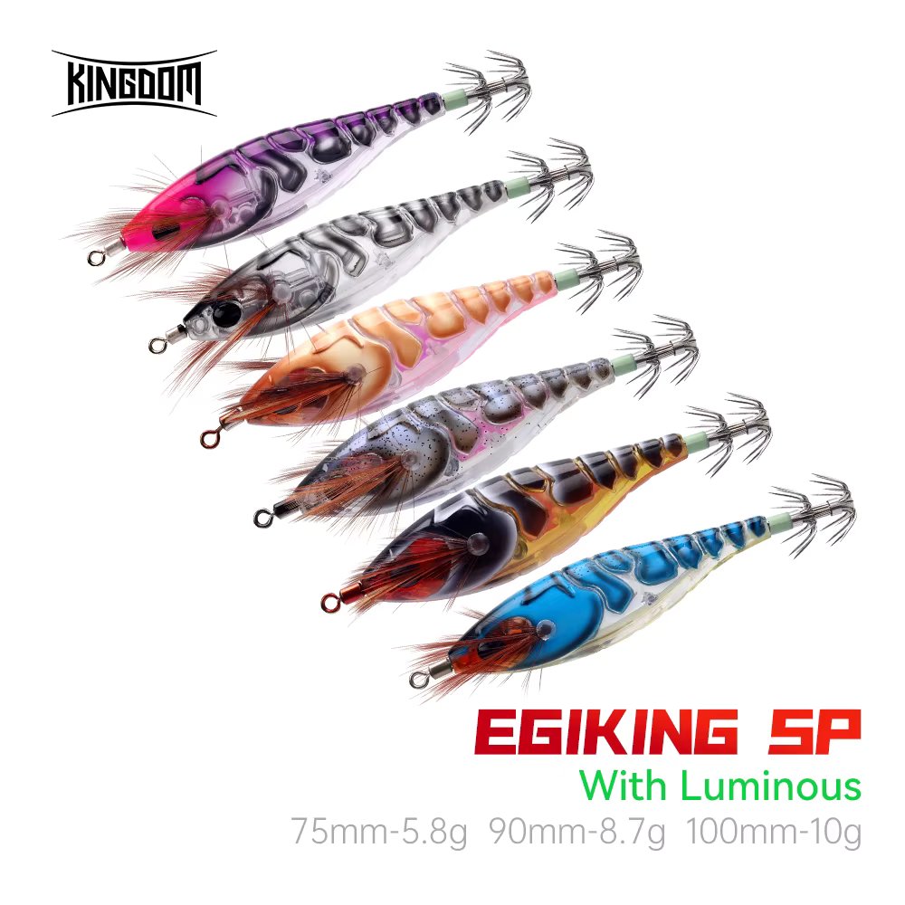 Kingdom EGIKING SP Fishing Lure 5.8g 8.7g 10g Squid Jigs Artificial Squid Hook Jigging Baits Sea Fishing Cuttlefish EGI Luminous