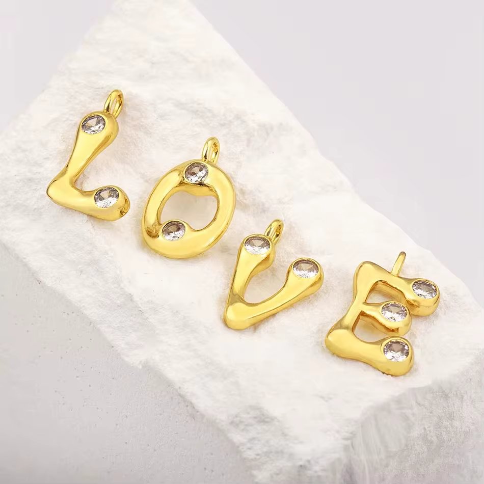 Trendy Shiny A-Z Letters Rhinestone Pendant for Women Diy Necklace Earrings Accessories Initial Name Jewelry Making Findings