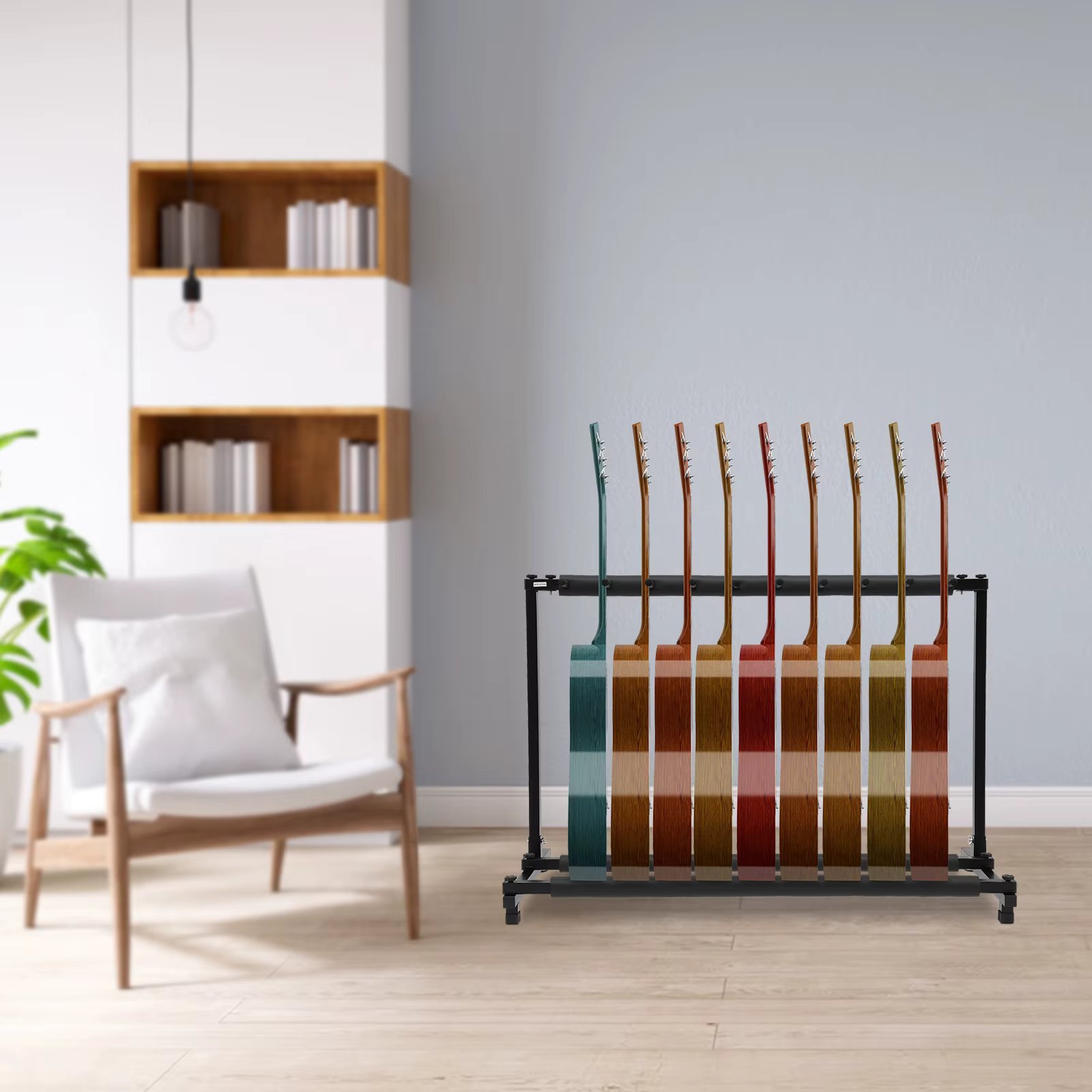 9-compartment Guitar Stand Foldable Multi Guitar Stand, Black Guitar Stand Multi Guitar Stand for Acoustic Classical Guitar