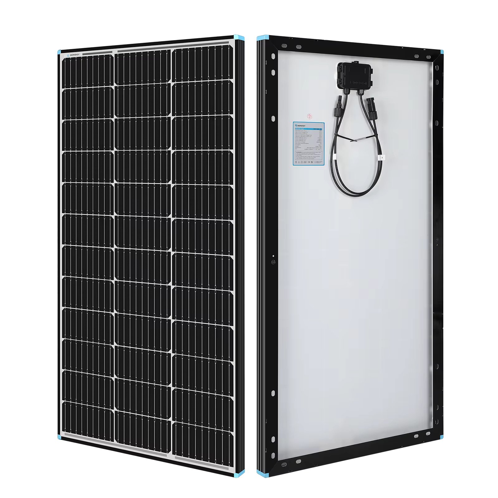 Renogy Black Frame 100W Solar Panel Monocrystalline 12V Off Grid Power RV Camper