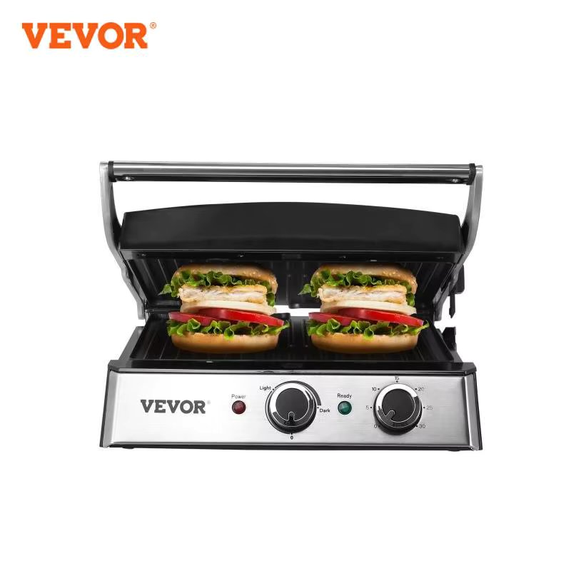 VEVOR Commercial Electric Griddle 14.5" 1500W Stainless Steel Restaurant Teppanyaki Grill with Non Stick Iron Cooking Plate