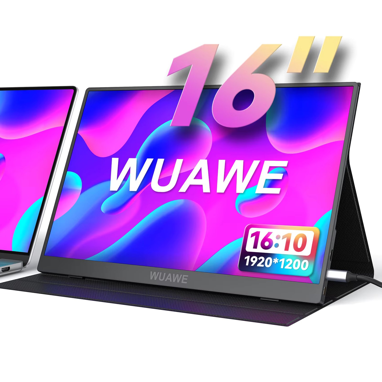 16" Portable Monitor, 1920x1200P 16:10 USB C HDMI Travel Monitor for Laptop, External Second Computer Monitor with HDR Freesync