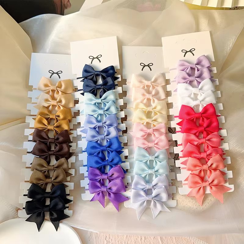 10Pcs 3 Styles Bows Elastic Hair Rubber Band Hair Ties Ribbon Pigtail Grosgrain Hair Accessories Girl Head Bands for Children