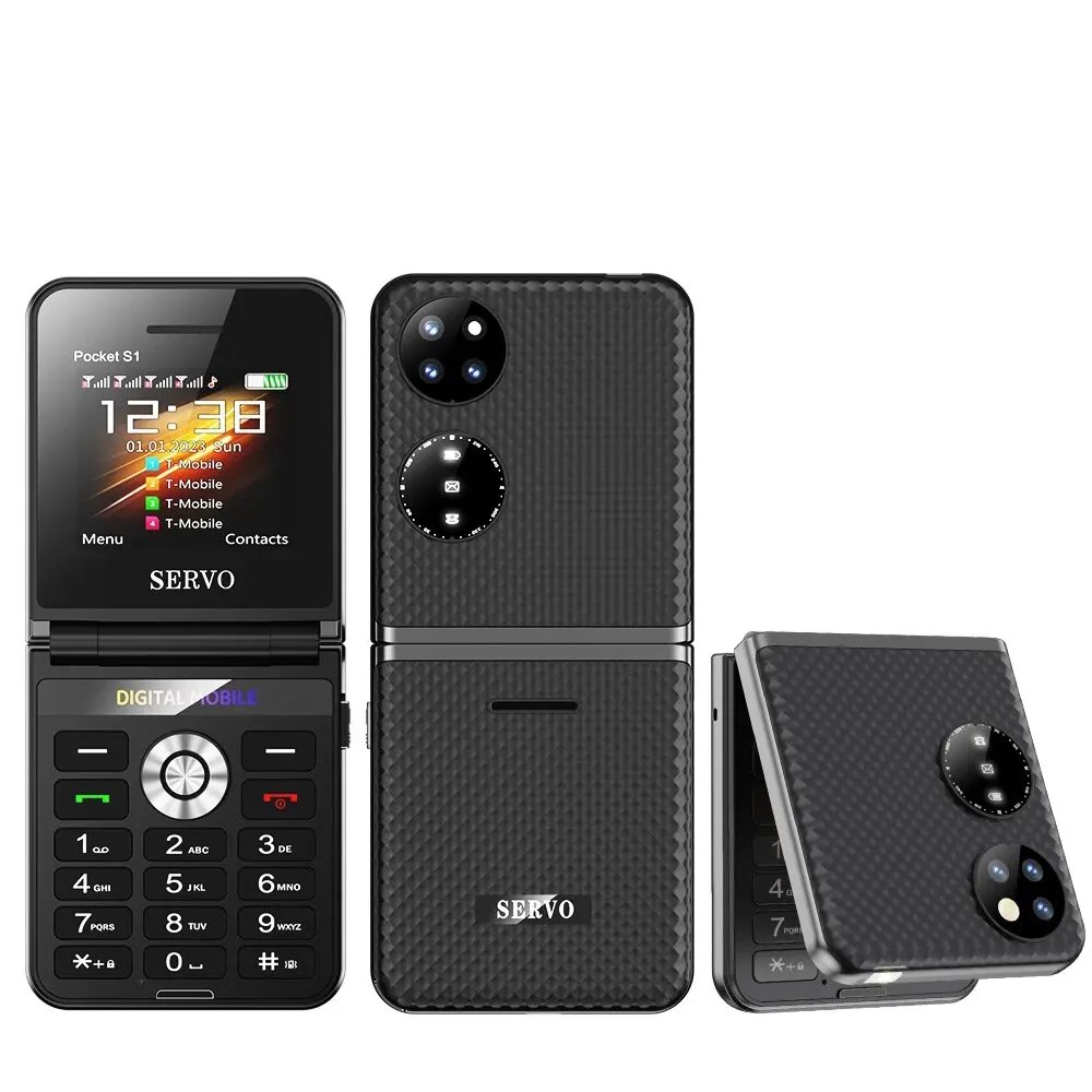 SERVO Pocket S1 New Style Flip Mobile Phone 4 SIM Cards 2G GSM 2.4'' Screen Torch Auto Call Record Magic Voice Fold Phone Gifts