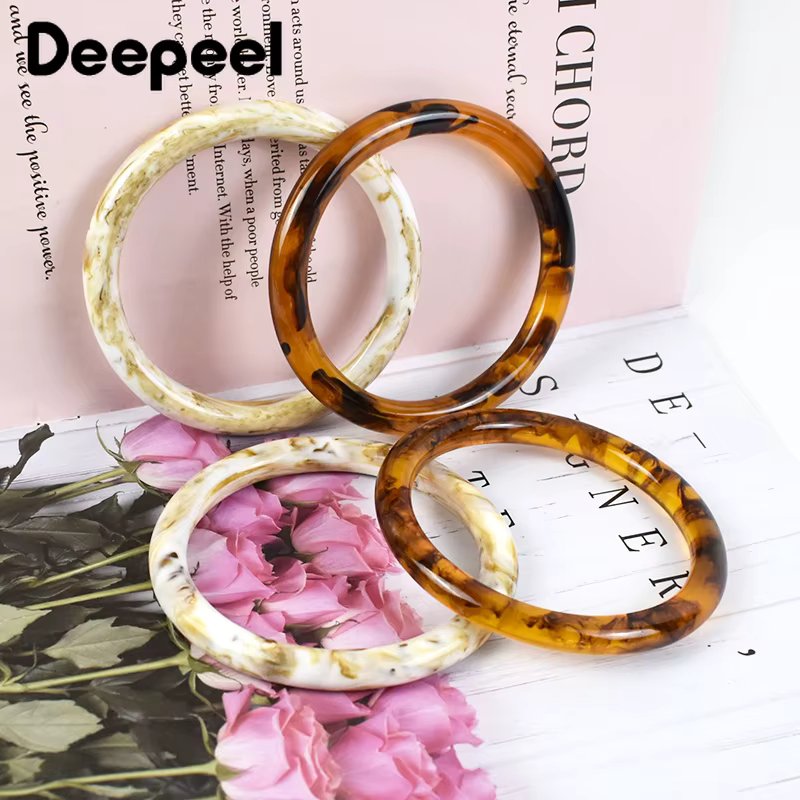 2Pcs=1Pair Deepeel 10cm Resin Ring Bags Handle Fashion Round Handles  Sewing Brackets Handbags Handmade DIY Craft Accessory