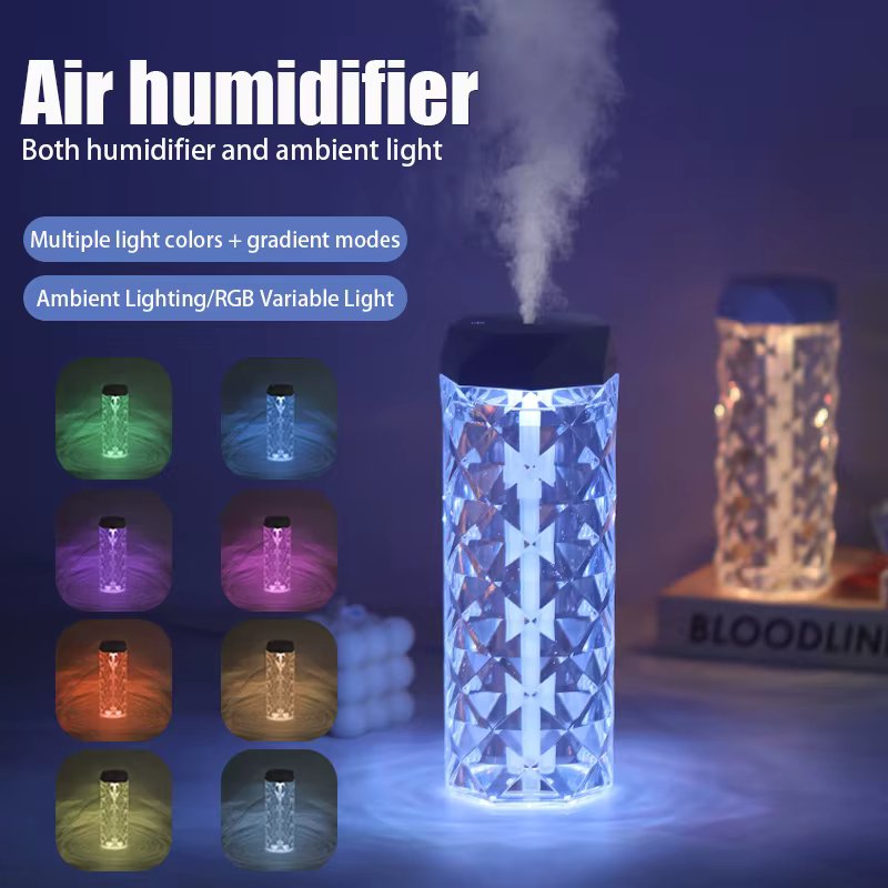 Portable Air Humidifier Essential Oil Aroma Diffuser Desktop Home Crystal Colorful RGB Light humidificador Mist Sprayer Purifier